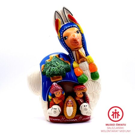 Szopka Bożonarodzeniowa w kształcie lamy,ceramiczna _PERU
