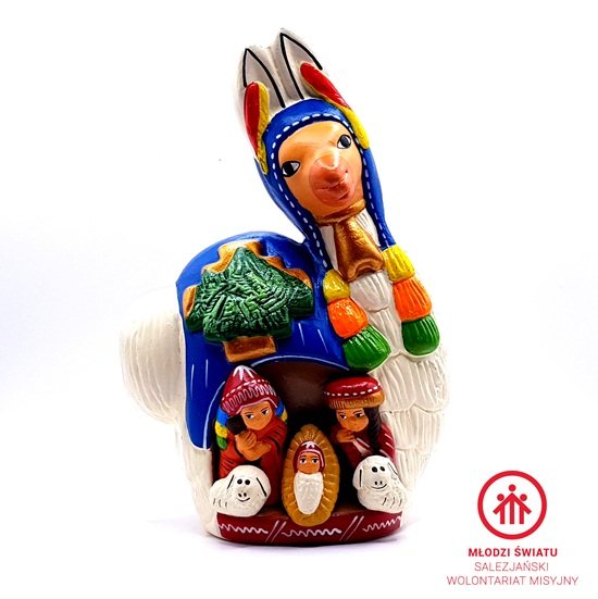 Szopka Bożonarodzeniowa w kształcie lamy,ceramiczna _PERU