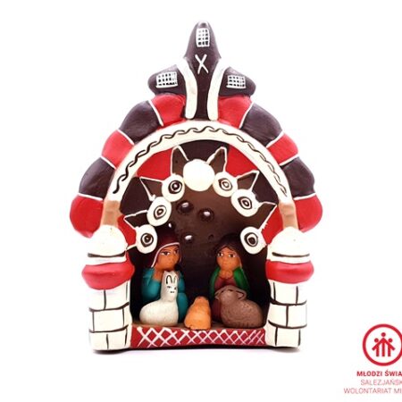 Szopka Bożonarodzeniowa peruwiańska ,ceramiczna z krzyżem _PERU