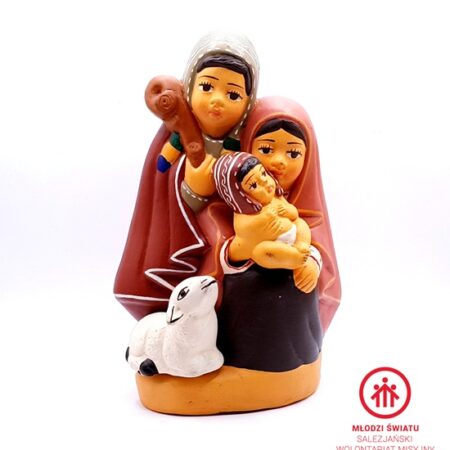 Szopka Bożonarodzeniowa "Święta Rodzina z owcą", ceramiczna_PERU