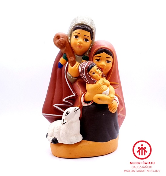 Szopka Bożonarodzeniowa "Święta Rodzina z owcą", ceramiczna_PERU