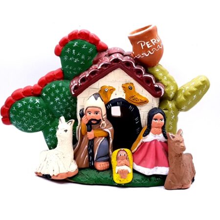 Szopka Bożonarodzeniowa peruwiańska,ceramiczna -z kaktusami _PERU