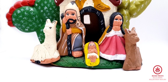 Szopka Bożonarodzeniowa peruwiańska,ceramiczna -z kaktusami _PERU - obrazek 6