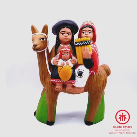 Szopka Bożonarodzeniowa peruwiańska "Święta Rodzina z lamą",ceramiczna_PERU