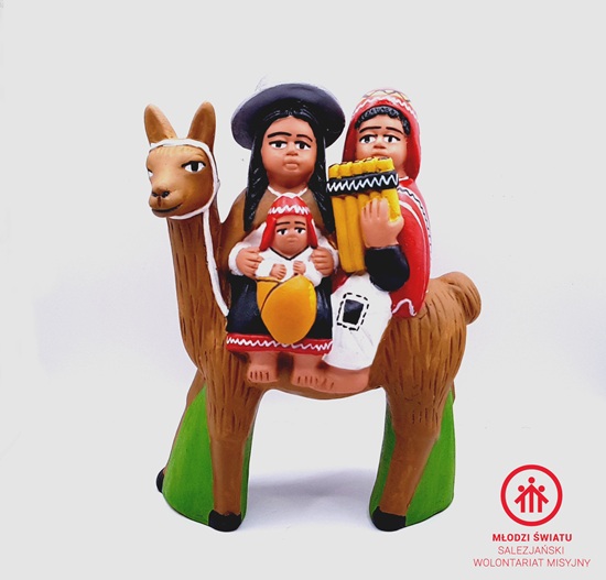Szopka Bożonarodzeniowa peruwiańska "Święta Rodzina z lamą",ceramiczna_PERU