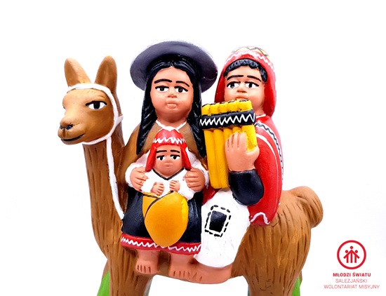 Szopka Bożonarodzeniowa peruwiańska "Święta Rodzina z lamą",ceramiczna_PERU - obrazek 5