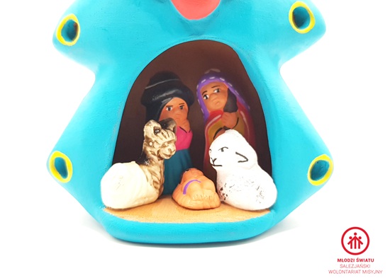 Szopka Bożonarodzeniowa ceramiczna -choinka niebieska_PERU - obrazek 2